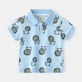 thumbnail image 1 of TOOYOU Boys Polo Shirt Summer Kids Toddler Baby Shirt Solid Short Sleeve Cute Cartoon Print T Shirt Blouse Tops Outfits Size 4-5 Years Sky Blue, 1 of 5