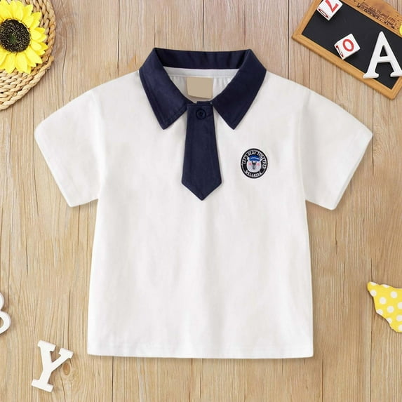 TOOYOU Boys Polo Shirt Summer Short Sleeve Tee T Shirt Casual Kids Top With Breathable Collar For Toddler & Children Size 8-10 Years White