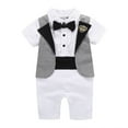 thumbnail image 1 of TOOYOU Boys Romper Baby Gentleman White Shirt Bowtie Tuxedo Onesie Jumpsuit Overall Breathable Playsuit Bodysuits For Toddler ,Size 3-6 Months Grey, 1 of 9