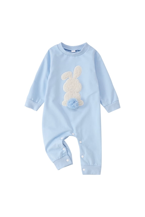 Boys Romper Baby Jumpsuit Easter Children'S Embroidered Bunny Crawlies Suit Holiday Pajama Playsuit Bodysuits For Toddler ,Size 12-18 Months Blue