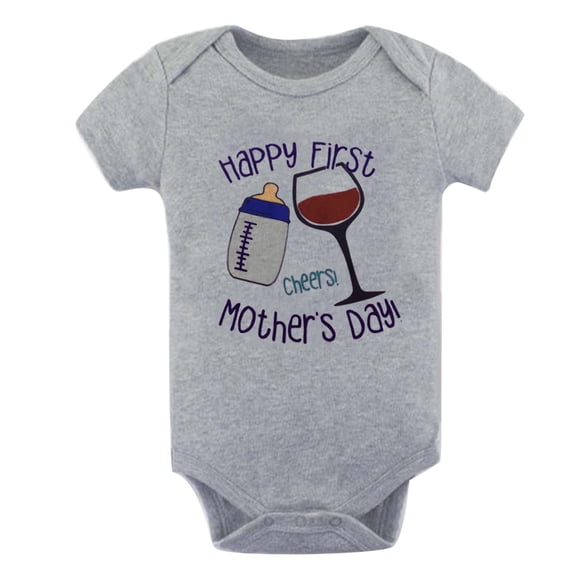 TOOYOU Boys Romper Children'S Round Neck Printed Letter Short Sleeve Baby Breathable Playsuit Bodysuits For Toddler ,Size 6-9 Months Grey