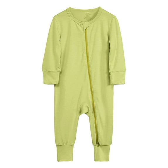 TOOYOU Boys Romper Baby Cotton Footless Pajamas Zipper Long Sleeve Sleeper Jumpsuit Fashion Playsuit Bodysuits For Toddler ,Size 0-3 Months Green