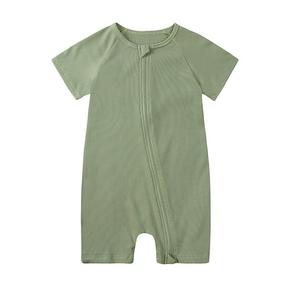 TOOYOU Boys Romper Baby Pajamas Zipper Short Sleeve Sleeper Jumpsuit Fashion Playsuit Bodysuits For Toddler ,Size 6-9 Months Green