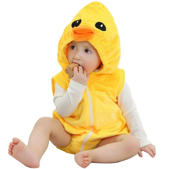 TOOYOU Boys Romper Unisex Baby Animal Clothing Winter Autumn Flannel Hooded Stage Performance Dress Up Jumpsuit Lightweight Playsuit Bodysuits For Toddler ,Size 6-12 Months Yellow