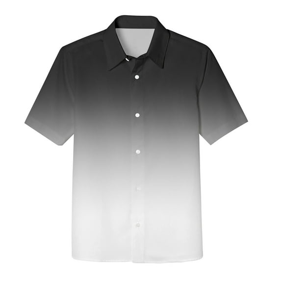 TOOYOU Boys Shirt Button Down Shirts Short Sleeve Gradient Shirt Kids Casual Beach Shirts Size 5-6 Years Black