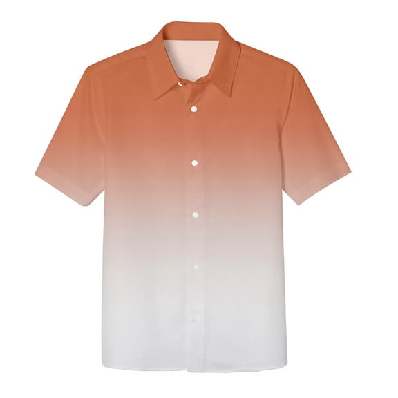 TOOYOU Boys Shirt Button Down Shirts Short Sleeve Gradient Shirt Kids Casual Beach Shirts Size 5-6 Years Orange
