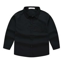 TOOYOU Boys Shirt Child Shirt Solid Long Sleeve Toddler Kids Gentleman Lapel Button Tops Size 3-4 Years Black