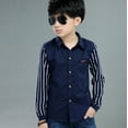 thumbnail image 1 of TOOYOU Boys Shirt Kids Gentleman Tops Teen Clothes Baby Shirt Long Sleeve Stripe Tops Size 5-7 Years Navy, 1 of 8
