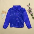 thumbnail image 1 of TOOYOU Boys Shirt Kids Sparkly Sequins Dance Top Long Sleeve Button Down Shirt For Jazz Dance Performance Size 13-14 Years Blue, 1 of 7