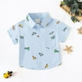 thumbnail image 1 of TOOYOU Boys Shirt Short Sleeve Button Down Shirt Cartoon Car Pattern With Pockets Size 3-4 Years Light Blue, 1 of 2