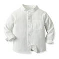 thumbnail image 1 of TOOYOU Boys Shirt Spring Solid Color Standing Long Sleeve Breasted Cardigan Children'S Shirt Size 7-8 Years White, 1 of 9