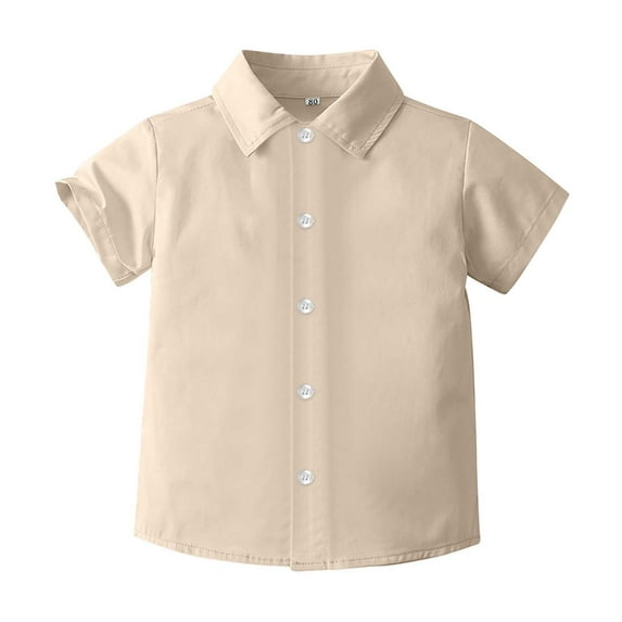 TOOYOU Boys Shirt Toddler Short Sleeve Casual Gentleman Tops Beach Holiday Solid Shirts T Shirt Size 2-3 Years Beige