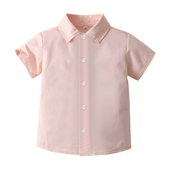 TOOYOU Boys Shirt Toddler Short Sleeve Casual Gentleman Tops Beach Holiday Solid Shirts T Shirt Size 2-3 Years Pink