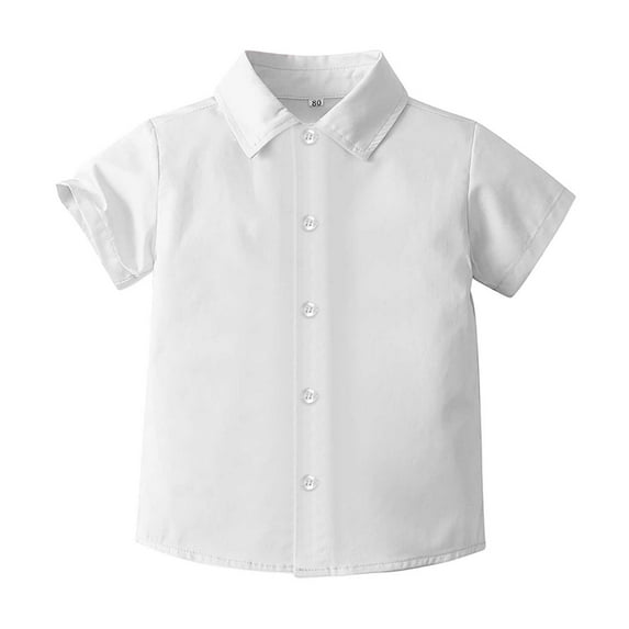 TOOYOU Boys Shirt Toddler Short Sleeve Casual Gentleman Tops Beach Holiday Solid Shirts T Shirt Size 3-4 Years White
