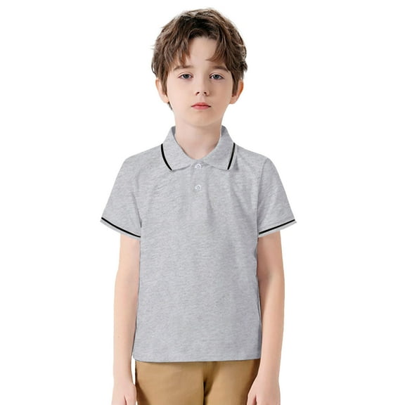 TOOYOU Boys Shirt Toddler Short Sleeve Casual Solid Gentleman Tops Holiday Shirts T Shirt Size 11-12 Years Grey