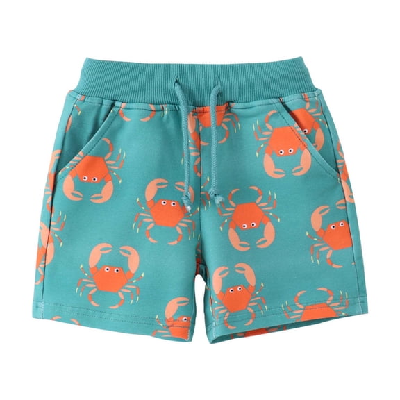 TOOYOU Boys Short Toddler Kids Solid Color Crab Print Casual Sport Shorts Fashion Beach Cargo Shorts Durable Shorts For Boys Size 4-5 Years Mint Green