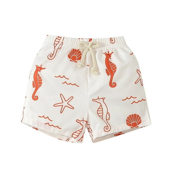 TOOYOU Boys Shorts Baby Kids Swim Trunks Sport Shorts Summer Casual Elastic Waist Shorts Sea Star Printed Beach Pants Size 6-12 Months , Red