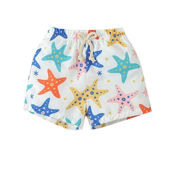 TOOYOU Boys Shorts Baby Kids Swim Trunks Sport Shorts Summer Casual Elastic Waist Shorts Sea Star Printed Beach Pants Size 6-12 Months , White