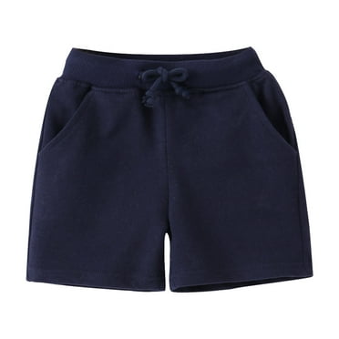TOOYOU Boys Shorts Child Casual Solid Color Drawstring Elastic Waist Shorts Summer Holiday Beach Sport Shorts Back To School Shorts For Boys Size 1-2 Years Navy