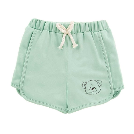 TOOYOU Boys Shorts Embroidered Bear Athletic Shorts With Bow Trim Summer Casual Solid Color Shorts For Baby & Toddler Durable Shorts For Boys Size 6-9 Months Blue