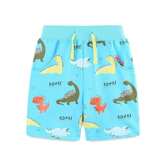 TOOYOU Boys Shorts Toddler Kids Sport Cartoon Dinosaur Prints Casual Shorts Fashion Beach Shorts Durable Shorts For Boys Size 3-4 Years Sky Blue