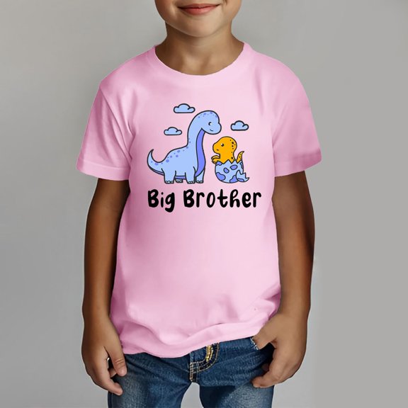 TOOYOU Boys Summer Big Bro T Shirt Pregnancy Announcement Short Sleeve Clothes Size 10-11 Years Pink