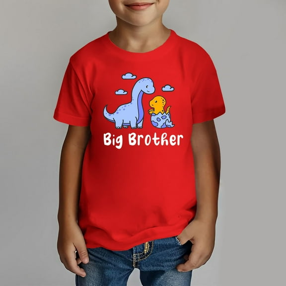 TOOYOU Boys Summer Big Bro T Shirt Pregnancy Announcement Short Sleeve Clothes Size 10-11 Years Red
