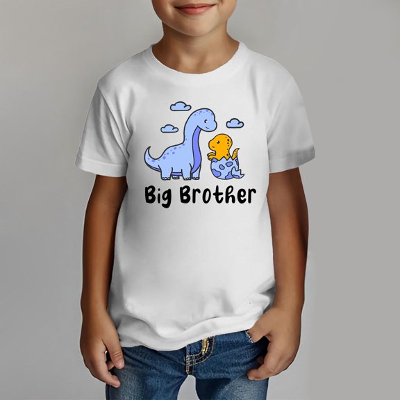 TOOYOU Boys Summer Big Bro T Shirt Pregnancy Announcement Short Sleeve Clothes Size 10-11 Years White