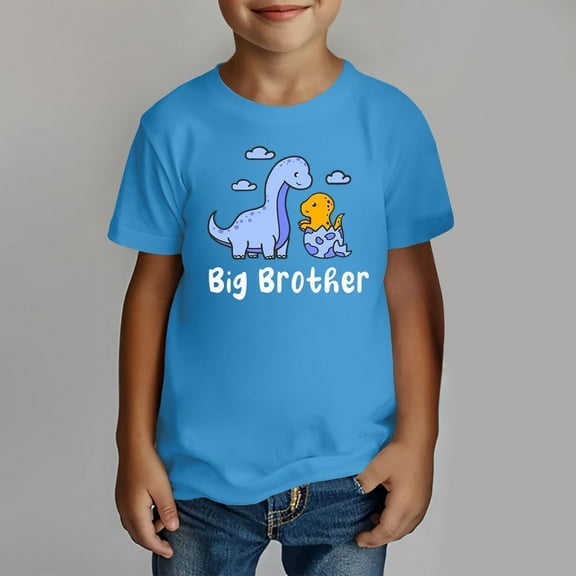 TOOYOU Boys Summer Big Bro T Shirt Pregnancy Announcement Short Sleeve Clothes Size 6-7 Years Sky Blue