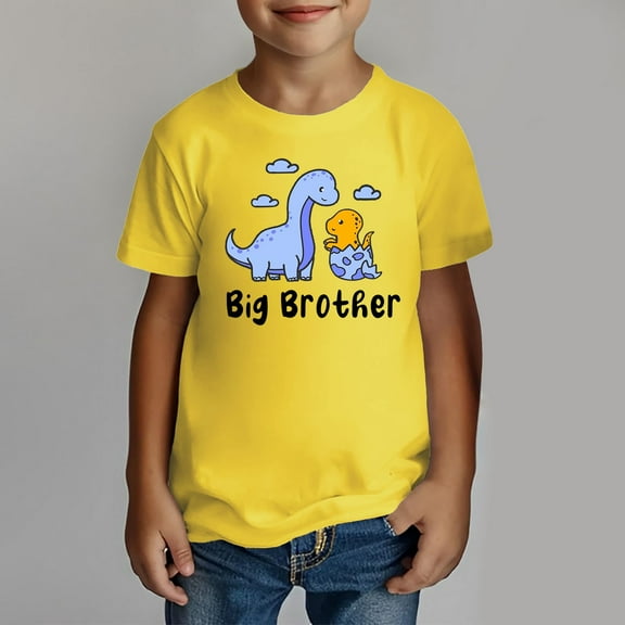 TOOYOU Boys Summer Big Bro T Shirt Pregnancy Announcement Short Sleeve Clothes Size 8-9 Years Yellow