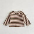 thumbnail image 1 of TOOYOU Boys Summer T-Shirt Baby Newborn Infant Spring Striped Long Sleeve Tshirt Undershirt Tops Clothes Size 0-6 Months Brown, 1 of 4