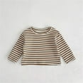 thumbnail image 1 of TOOYOU Boys Summer T-Shirt Baby Spring Striped Long Sleeve Tshirt Undershirt Tops Clothes Size 12-18 Months Khaki, 1 of 4