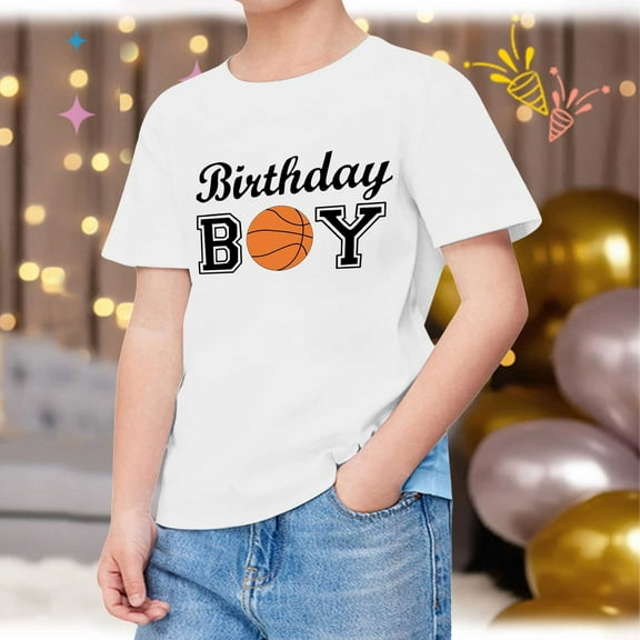 TOOYOU Boys Summer T-Shirt Child Short Sleeve Happy Brithday Prints T Shirt Trendy Fans Present Tops Size 2-3 Years White