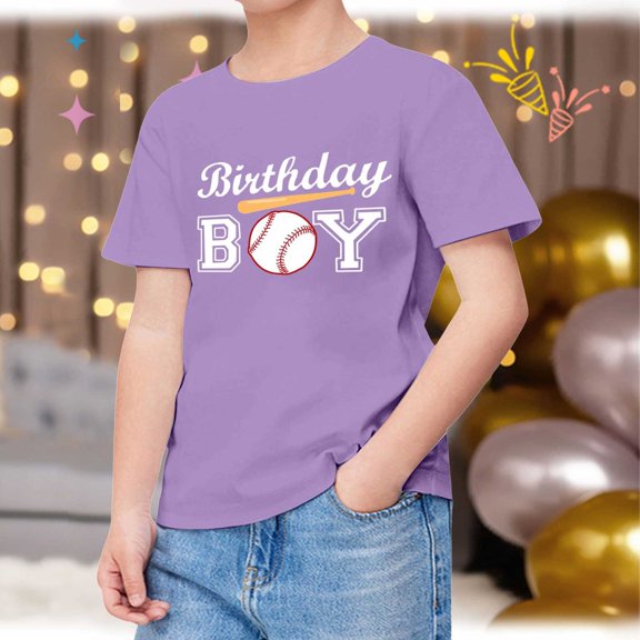 TOOYOU Boys Summer T-Shirt Child Short Sleeve Happy Brithday Prints T Shirt Trendy Fans Present Tops Size 3-4 Years