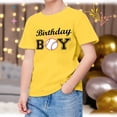 thumbnail image 1 of TOOYOU Boys Summer T-Shirt Child Short Sleeve Happy Brithday Prints T Shirt Trendy Fans Present Tops Size 4-5 Years Yellow, 1 of 4