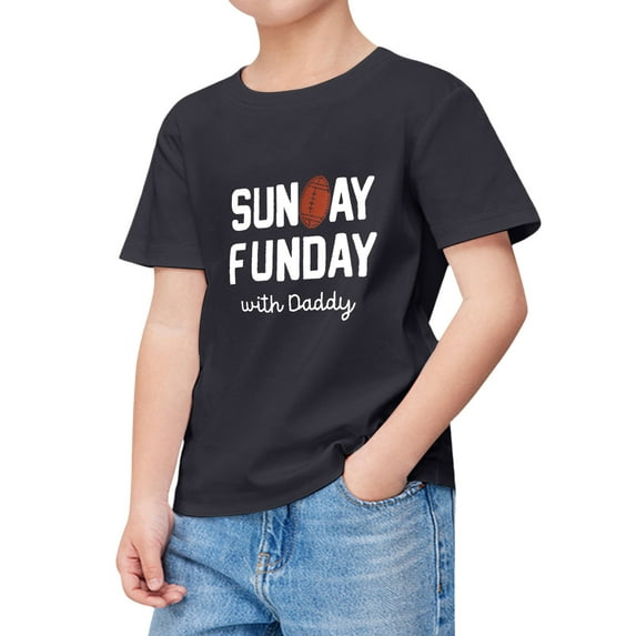 TOOYOU Boys Summer T-Shirt Child Short Sleeve Rugby Football Letter Prints T Shirt Fans Gift Tops Size 2-3 Years Black