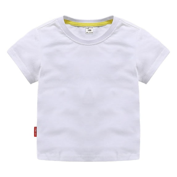 TOOYOU Boys Summer T-Shirt Classic Fit Crewneck T Shirt Soft Short Sleeve Basic Tops Size 2-3 Years White