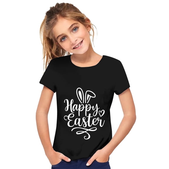 TOOYOU Boys Summer T-Shirt Easter Day Prints Shirts Toddler Short Sleeve Bunny T Shirt Kids Tee Tops Size 9-10 Years Light Blue