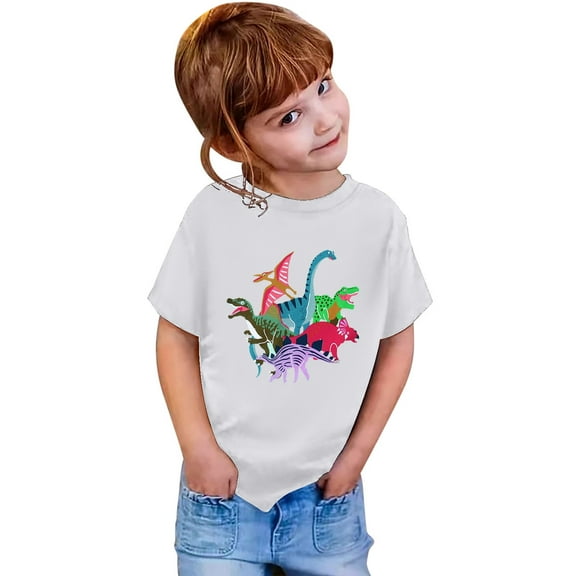 TOOYOU Boys Summer T-Shirt Fashion Casual Print Round Neck Loose Short Sleeve Tee Top Size 4-5 Years White