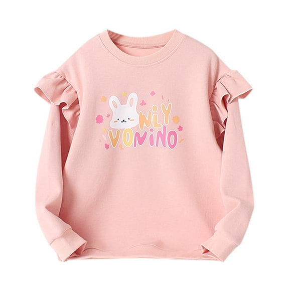 TOOYOU Boys Summer T-Shirt Kids Sweatshirt Bunny Long Sleeved Tops T Shirts Toddler Pullover Clothes Size Size 5-6 Years Pink