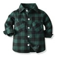 thumbnail image 1 of TOOYOU Boys Summer T-Shirt Kids Toddler Flannel Shirt Jacket Plaid Long Sleeve Lapel Button Down Shacket Baby Shirt Top Coat Outwear Size 12-18 Months Green, 1 of 4