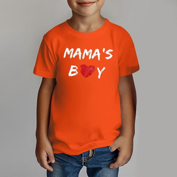 TOOYOU Boys Summer T-Shirt Mama'S Toddler Shirt Baby Tee Size 8-9 Years Orange