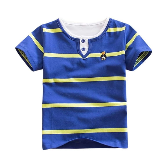 TOOYOU Boys Summer T-Shirt New Children'S Short Sleeve Tee Cute Comfortable Kids Apparel Size 7-8 Years Blue