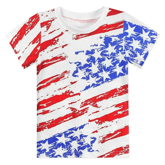 TOOYOU Boys Summer T-Shirt Toddler Kids Baby 4 Of July Short Sleeve Independence Day T Shirt Tee Tops Size 4-5 Years Red