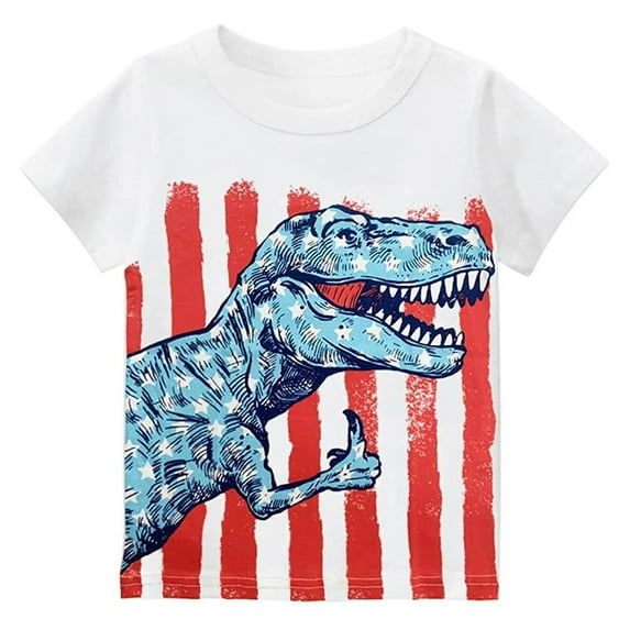 TOOYOU Boys Summer T-Shirt Toddler Kids Baby 4 Of July Short Sleeve Independence Day T Shirt Tee Tops Size 4-5 Years White