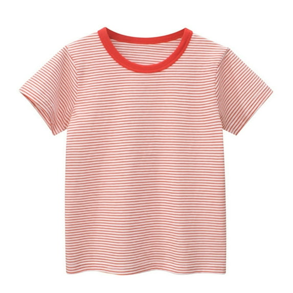 TOOYOU Boys Summer T-Shirt Toddler Kids Baby Striped Short Sleeve Crewneck T Shirts Tops Tee Size 4-5 Years Red