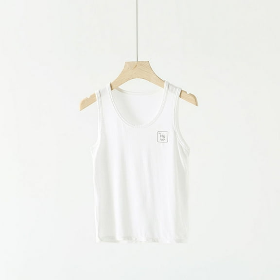 TOOYOU Boys Summer T-Shirt Toddler Kids Dance Tank Top Racerback Crop Tank Top Solid Sleeveless Sports Pajamas Top Size 12-14 Years White