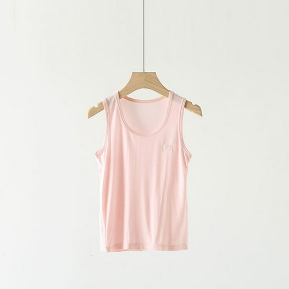 TOOYOU Boys Summer T-Shirt Toddler Kids Dance Tank Top Racerback Crop Tank Top Solid Sleeveless Sports Pajamas Top Size 5-6 Years Pink
