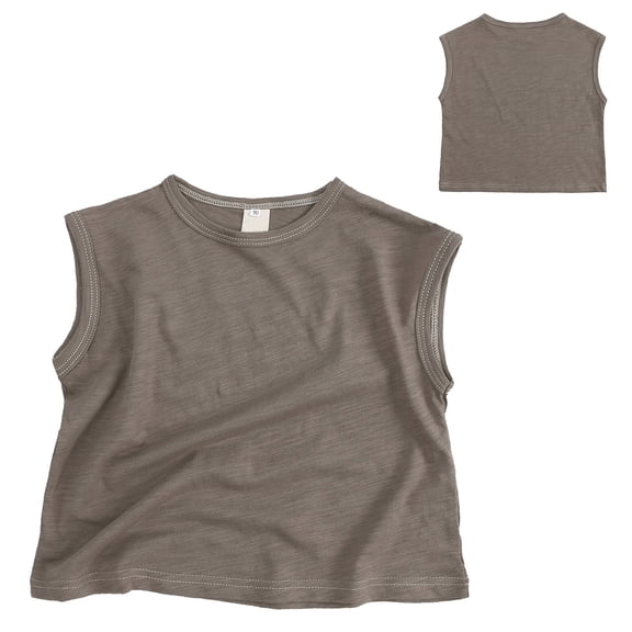 TOOYOU Boys Summer T-Shirt Toddler Kids Short Classic Loose Soft Sleeveless Solid T Shirt Tee Tops Size 4-5 Years Grey