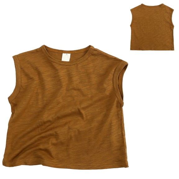 TOOYOU Boys Summer T-Shirt Toddler Kids Short Classic Loose Soft Sleeveless Solid T Shirt Tee Tops Size 9-12 Months Khaki